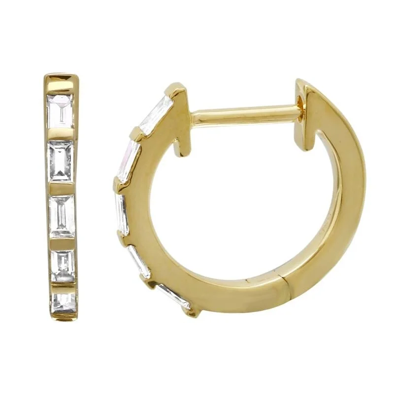 Drop Earrings for Formal Attire -Joelle Collection Diamond Huggie Earrings 1/5 CTW 14K Yellow Gold- 12MM