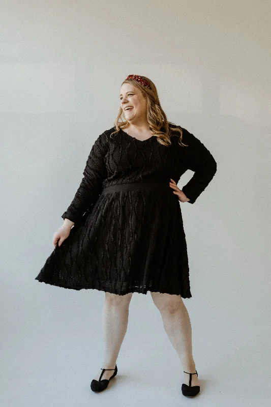 Plus size dresses with side ties cinch nicely -Sandals with adjustable buckles -Plus size dresses for hot weather -THERMAL TEXTURE LONG-SLEEVE DRESS