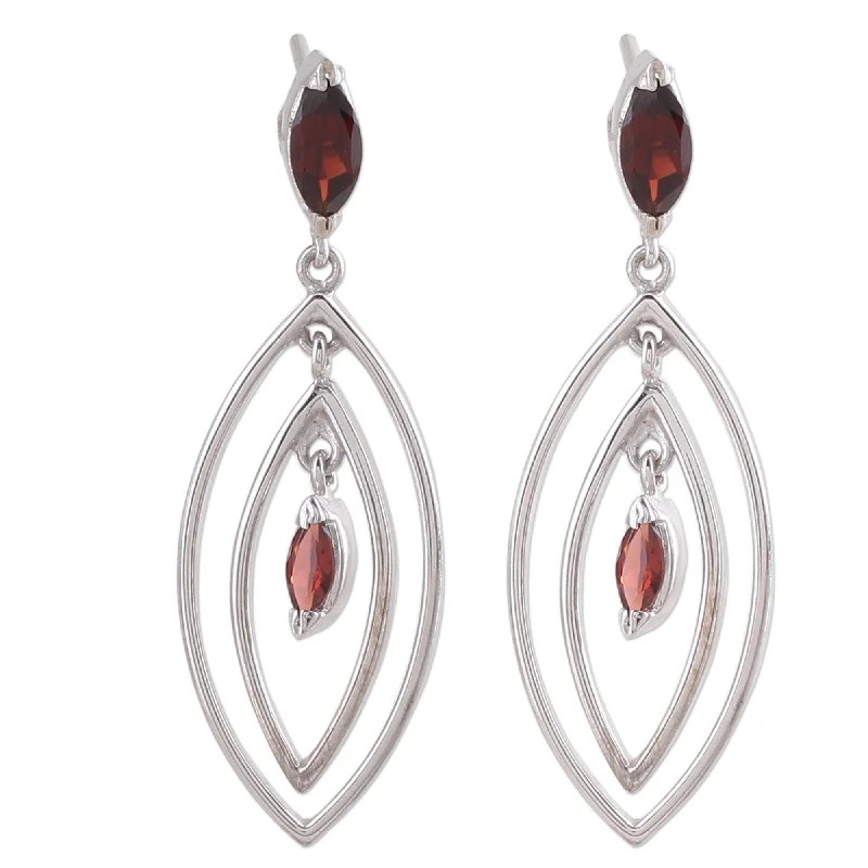 Short Drop Earrings for Subtle -Novica Handmade Vivacious Garnet Earrings