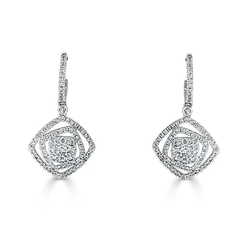 Drop Earrings with Embossed Patterns -Joelle Collection Diamond Dangle Earrings 14K White Gold 1.67ct TDW