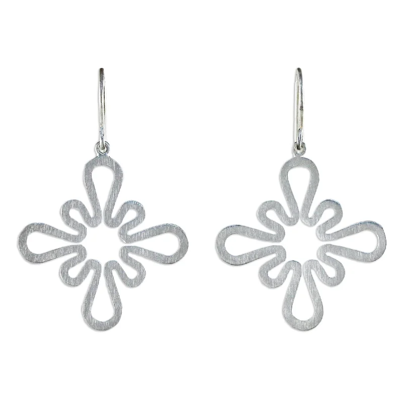 Detachable Drop Earrings with Charms -Novica Handmade Winter Blossom Sterling Silver Dangle Earrings