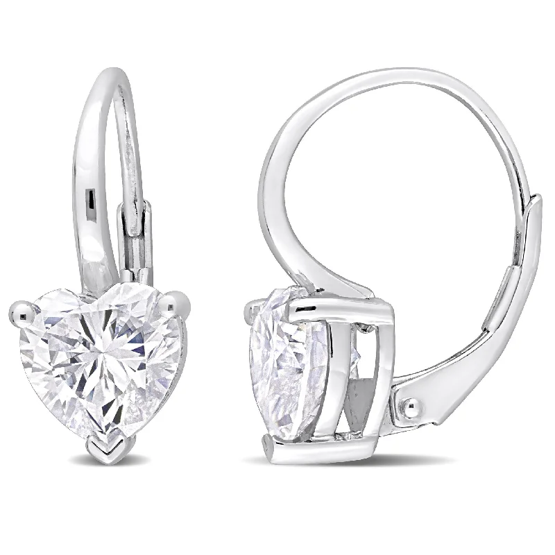 Long Drop Earrings for Dramatic -Miadora 3ct DEW Heart-Shape White Created Moissanite Earrings Sterling Silver