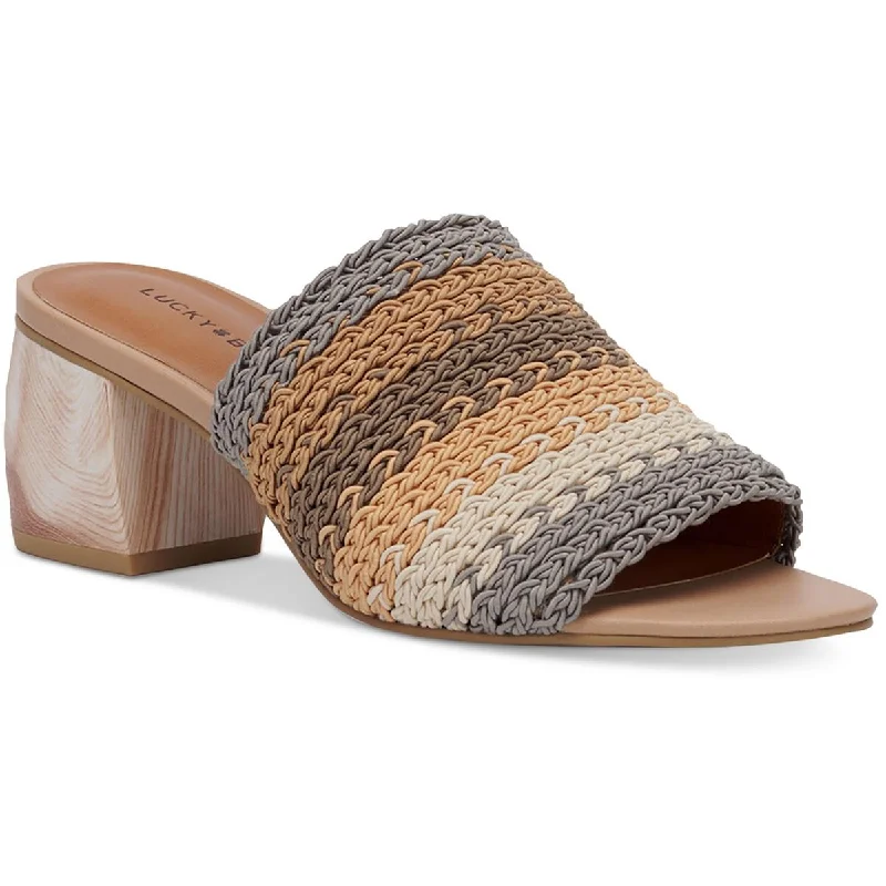 Comfortable sandals for women with foam footbed and velcro closure for ease-Lucky Brand Womens Nanssi Woven Slip-On Heels