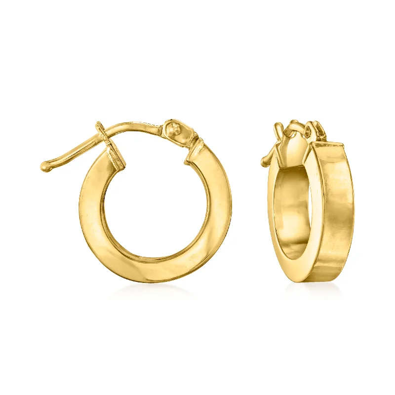 Drop Earrings with Leaf Motifs -Ross-Simons Italian 3mm 18kt Yellow Gold Squared-Edge Hoop Earrings