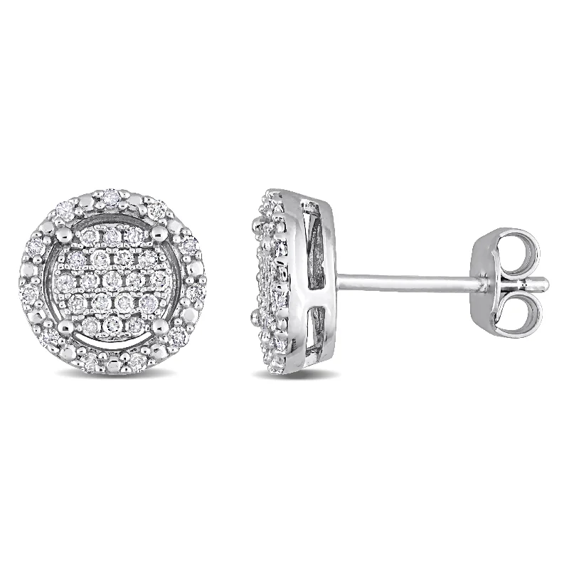 Drop Earrings for Prom Night -Mimi & Max 1/3ct TW Diamond Cluster Halo Earrings in Sterling Silver