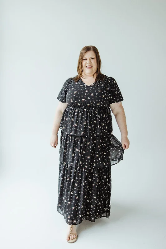 Plus size dresses with fit-and-flare shapes flatter -Sandals with fabric straps -Plus size dresses for office wear -BOHO LAYERED RUFFLE DRESS