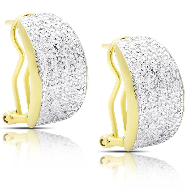 Triangular Drop Earrings for Edge -Finesque Gold Over Sterling Silver 1/2ct TDW Diamond Hoop Earrings