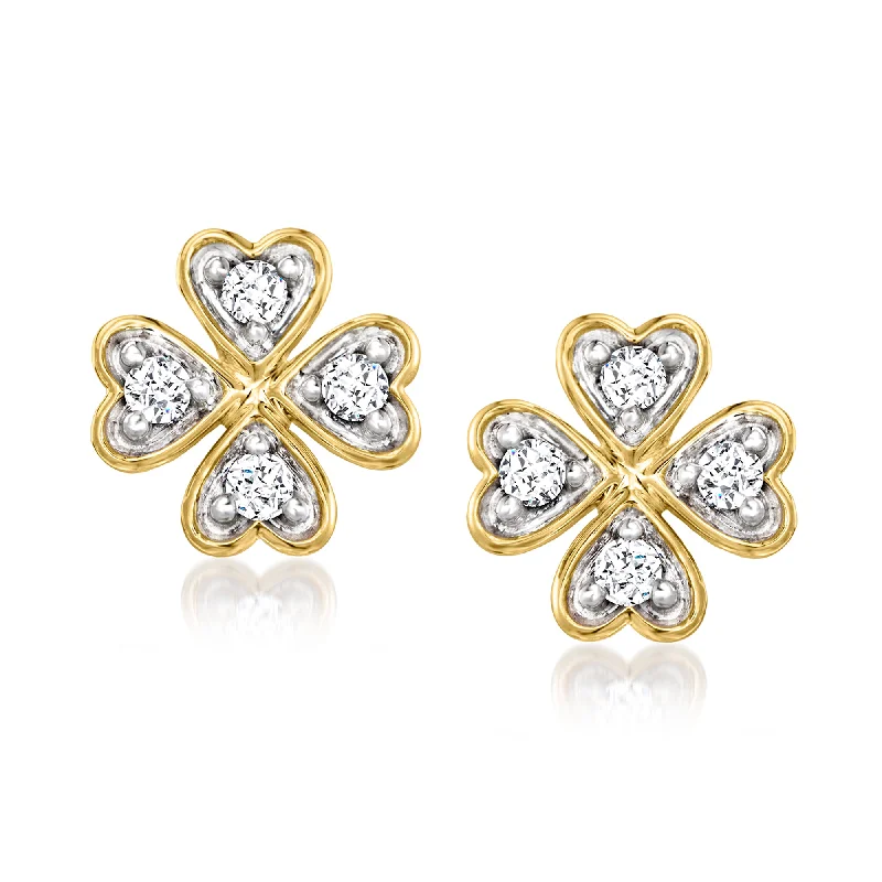 Drop Earrings for Everyday Glamour -Ross-Simons Diamond 4-Leaf Clover Earrings in 14kt Yellow Gold