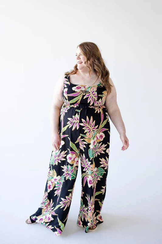 Plus size dresses with midi lengths balance well -Adjustable sandals for women -Plus size dresses for fall -TROPICAL FLORAL JUMPSUIT