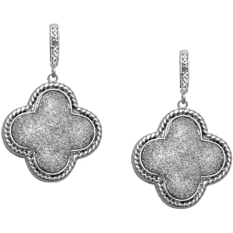 Ethnic Drop Earrings with Tribal Design -Finesque Diamond Accent Cable Clover Dangle Earrings