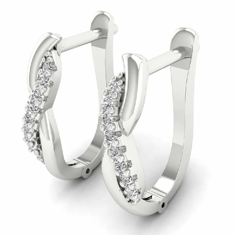 Minimalist Drop Earrings with Simplicity -Sterling Silver 1/10ct Diamond Hoop Earrings