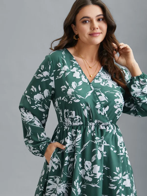 Plus size dresses for outdoor parties stay fun -Comfortable sandals for long beach days -Plus size dresses with peplum style -Silhouette Floral Print Waist Cinched Midi Dress