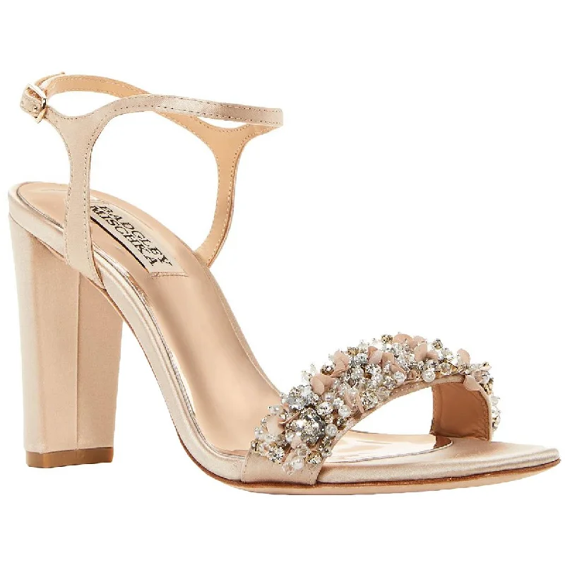 Casual sandals for women with arch support and lightweight construction-Badgley Mischka Womens Teenie  Rhinestone Heels