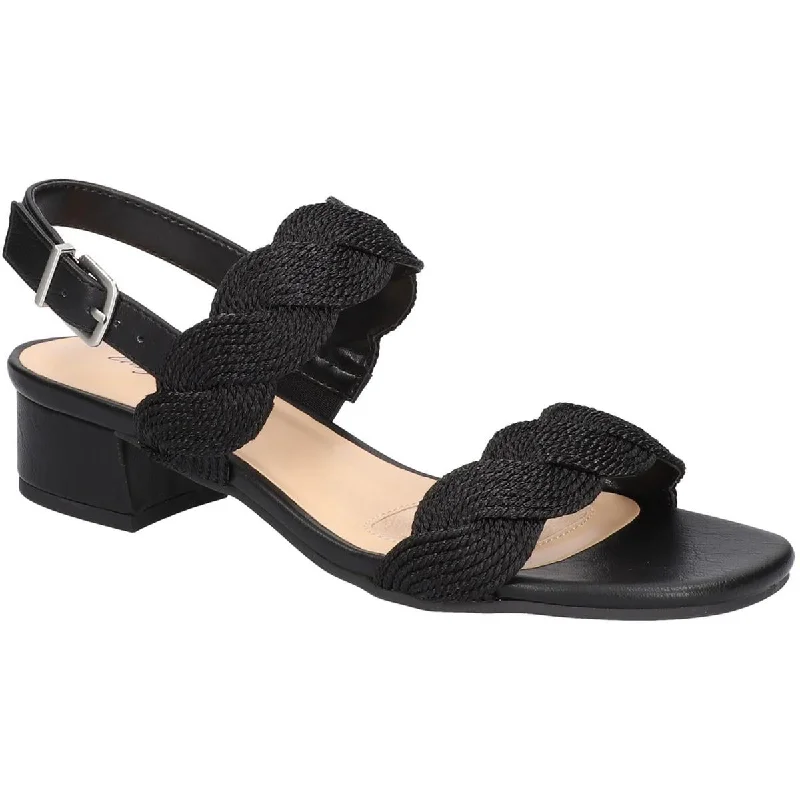 Casual sandals for women with arch support and lightweight construction-Easy Street Womens Charee Woven Buckle Heels