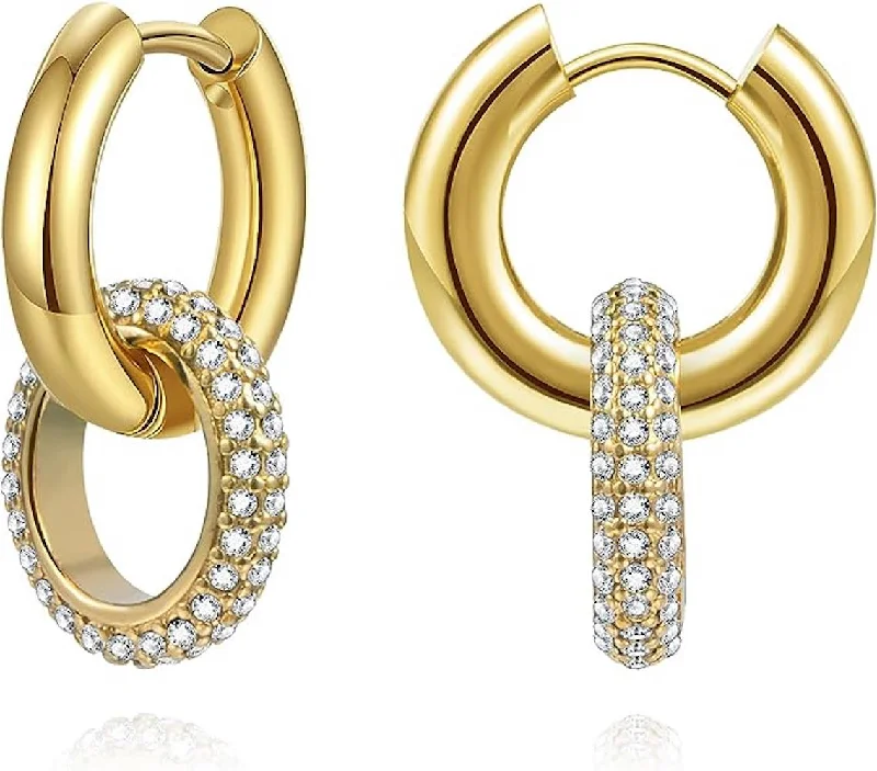 Drop Earrings for Wedding Ceremony -18k gold Embellished Circle Link Earrings