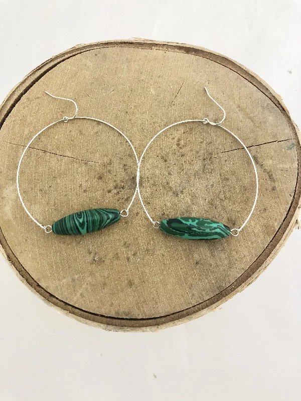 Drop Earrings for Casual Outfit -The Malachite Hoop Earrings (multiple options)