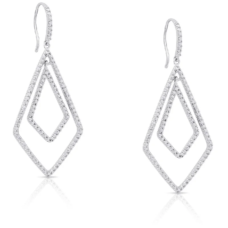 Drop Earrings for Bridesmaids Look -Finesque Sterling Silver Diamond Accent Dangle Earrings