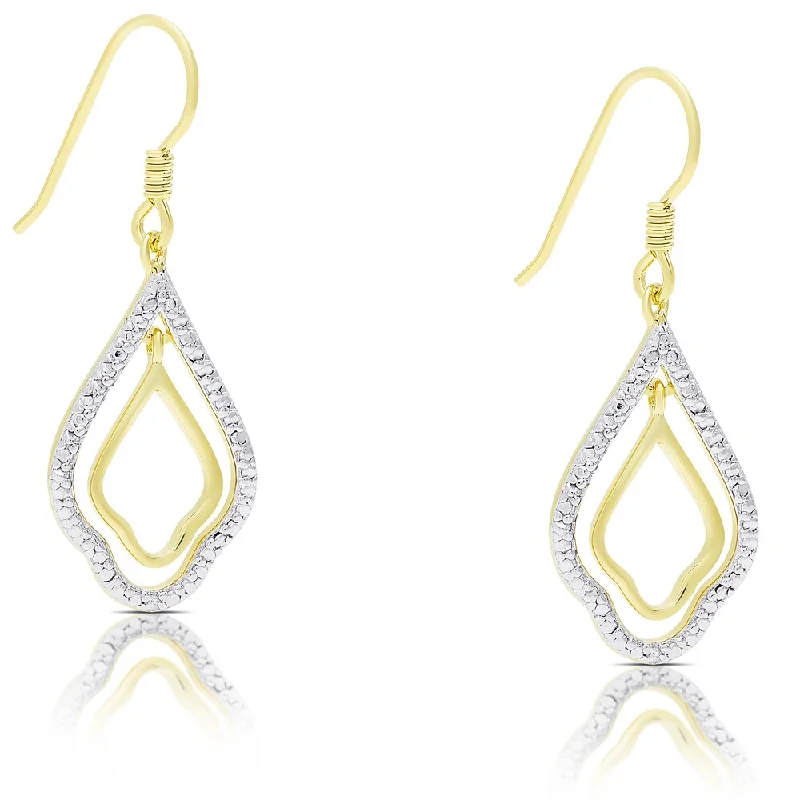 Lightweight Drop Earrings for All Day -Finesque Gold Over Sterling Silver Diamond Accent Teardrop Dangle Earrings