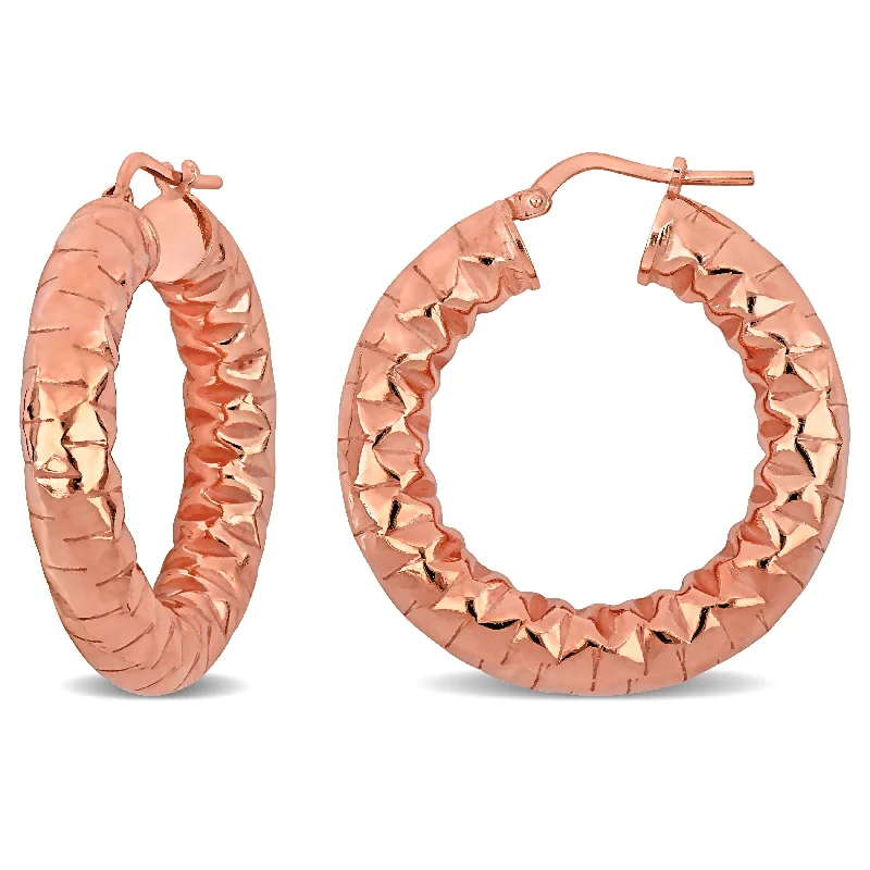 Drop Earrings for Office Wear -Miadora Hoop Earrings in Rose Plated Sterling Silver