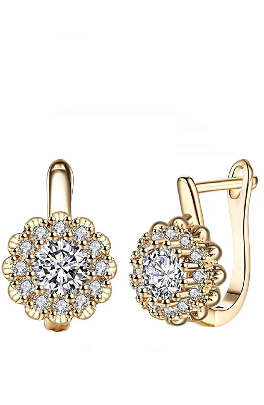 Drop Earrings with Infinity Symbols -18k Gold Halo Cubic Zirconia Oval Earrings