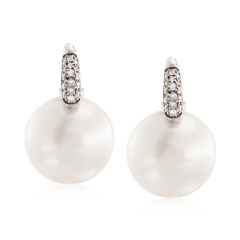 Ethnic Drop Earrings with Tribal Design -Ross-Simons 12-13mm Cultured South Sea Pearl and . Diamond Earrings in 18kt White Gold