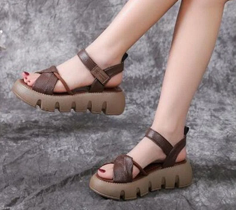 Summer sandals for women with simple design and flexible, comfortable fit-Chunky Heels Wedge Sandals