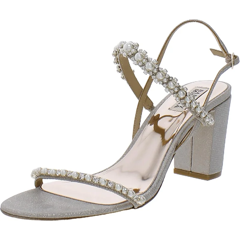 Trendy sandals for women with gladiator style and buckle details for flair-Badgley Mischka Womens Natasha Glitter Embellished Slingback Heels