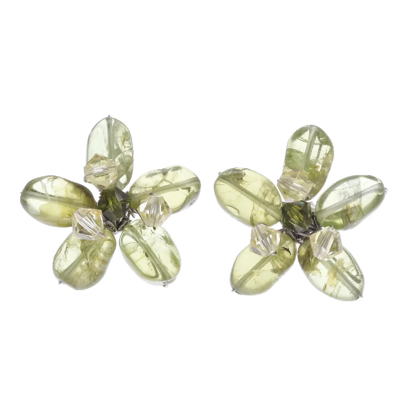 Rhinestone Drop Earrings for Sparkle -Novica Handmade Lime Flower Peridot Earrings