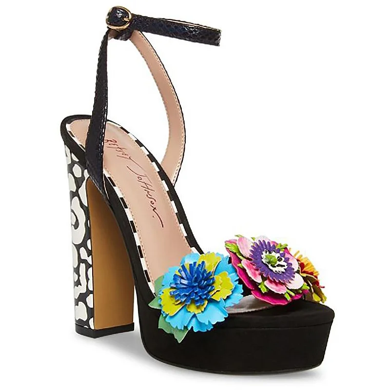 Casual sandals for women with cork footbed and supportive straps for comfort-Betsey Johnson Womens Milana Applique Platform Block Heels