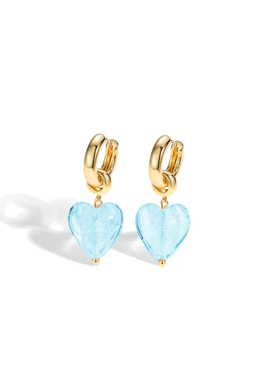 Diamond Drop Earrings for Luxury -Esmée Aquamarine Glaze Heart Dangle Earrings