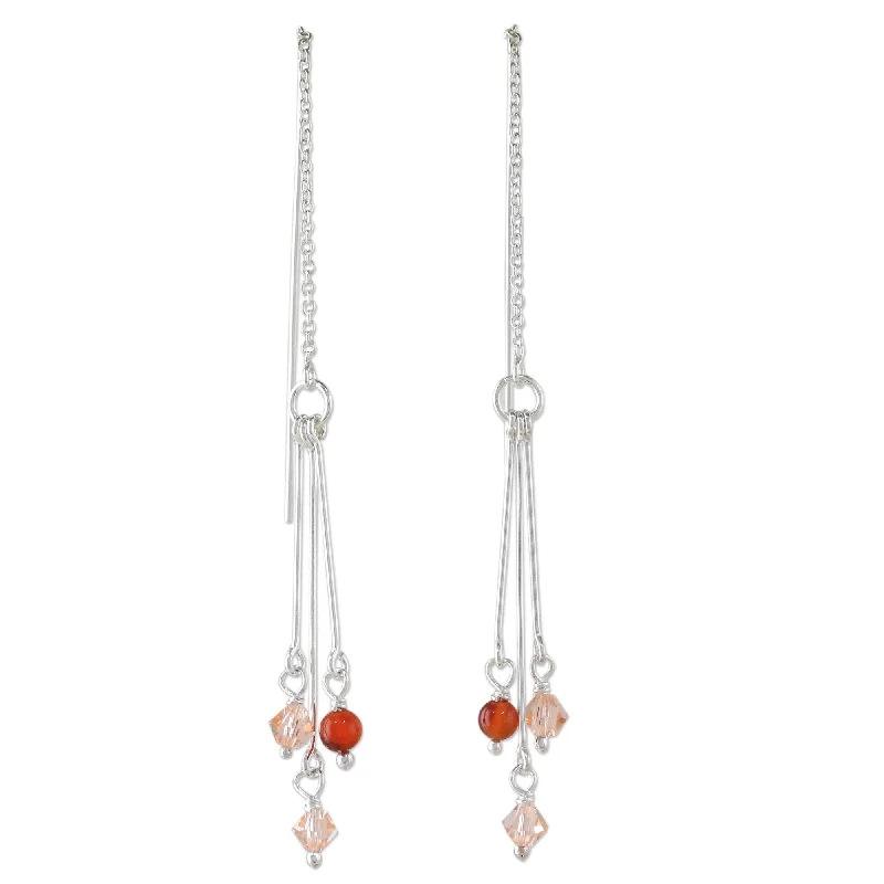 Heavy Duty Drop Earrings for Durability -Novica Handmade Sweet Pendulums Carnelian Dangle Earrings