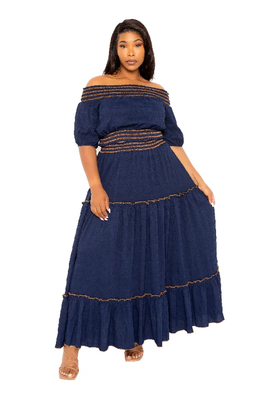 Plus size dresses featuring ruffle details add charm -Sandals with cushioned footbeds for comfort -Plus size dresses for cocktail hour -Smocking Top and Skirt Set