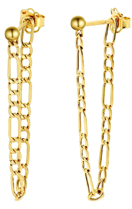 Large Drop Earrings for Statement -18k Gold Chain Loop Earrings