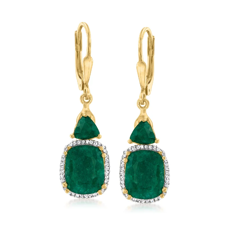 Crystal and Pearl Drop Earrings for Glamour -Ross-Simons Emerald and . Diamond Drop Earrings in 18kt Gold Over Sterling