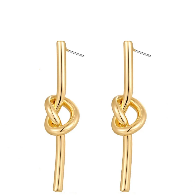 Drop Earrings with Knot Designs -18k Gold Knot Earrings