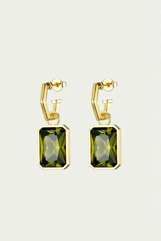 Diamond Drop Earrings for Luxury -Volt Gemstone Statement Earrings In Gold/green