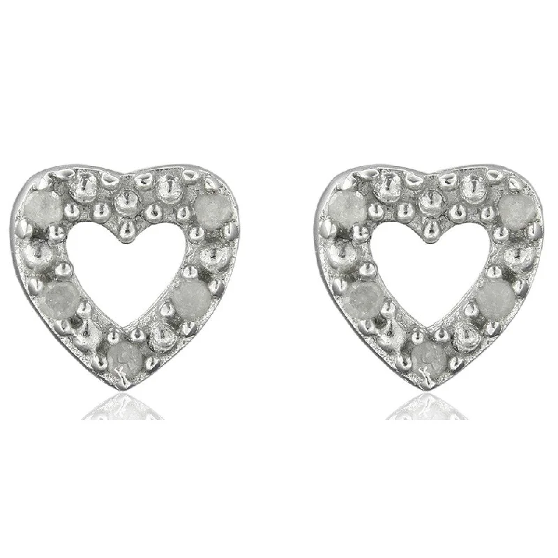 Drop Earrings for Anniversary -Finesque Sterling Silver 1/10ct TDW Diamond Heart Earrings (I-J, I2-I3)