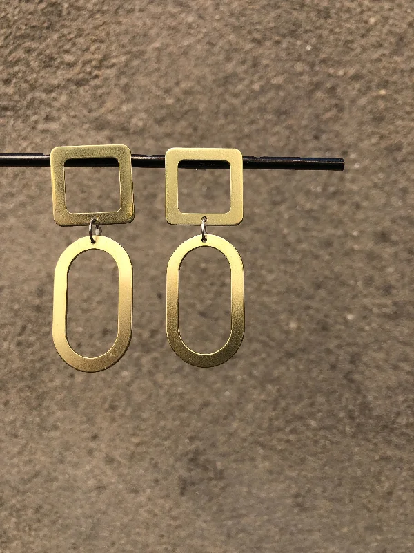 Drop Earrings for Work Attire -Square + Oval Earrings (size options)