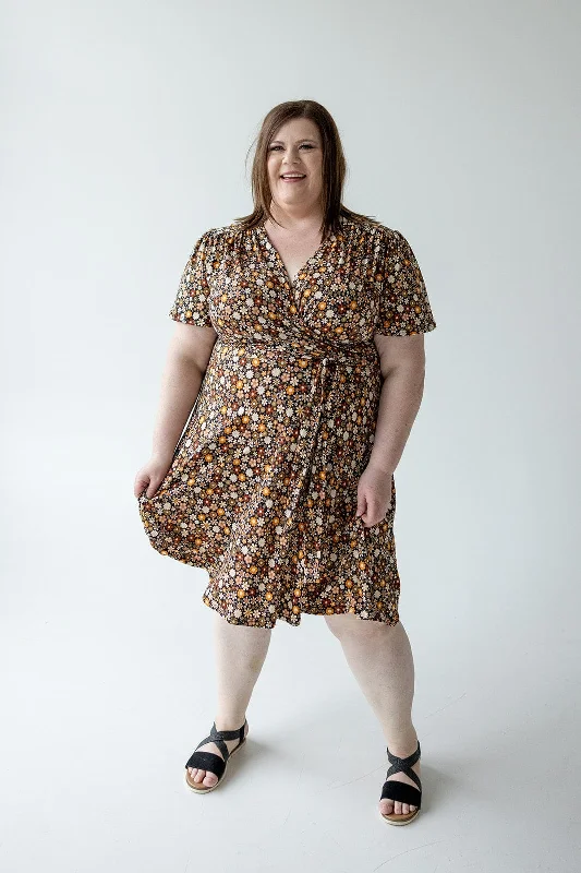 Plus size dresses for festive events shine loud -Sandals for walking long distances -Plus size long sleeve dresses -SUPER SOFT RETRO FLORAL WRAP DRESS IN SABLE