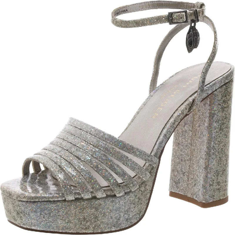 High-heeled sandals for women with cross-strap design and open-toe look for evenings-Kurt Geiger London Womens Pierra Metallic Ankle Strap Heels