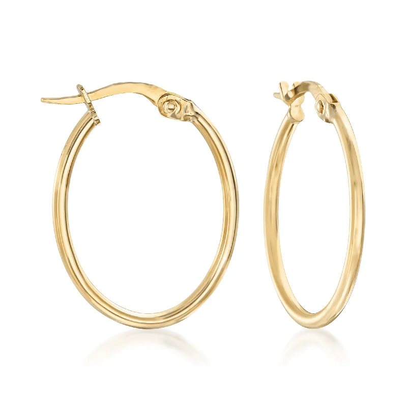 Drop Earrings with Enamel Coating -Ross-Simons Italian 18kt Yellow Gold Oval Hoop Earrings