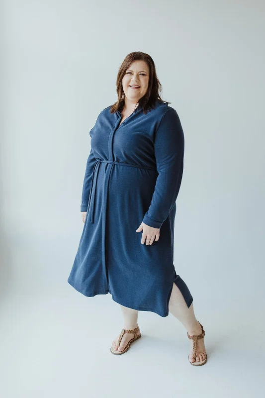 Plus size dresses with bright hues feel lively -Casual sandals for walking long hours -Plus size dresses for bridesmaids -BUTTON-UP SHIRT DRESS IN DARK NAVY