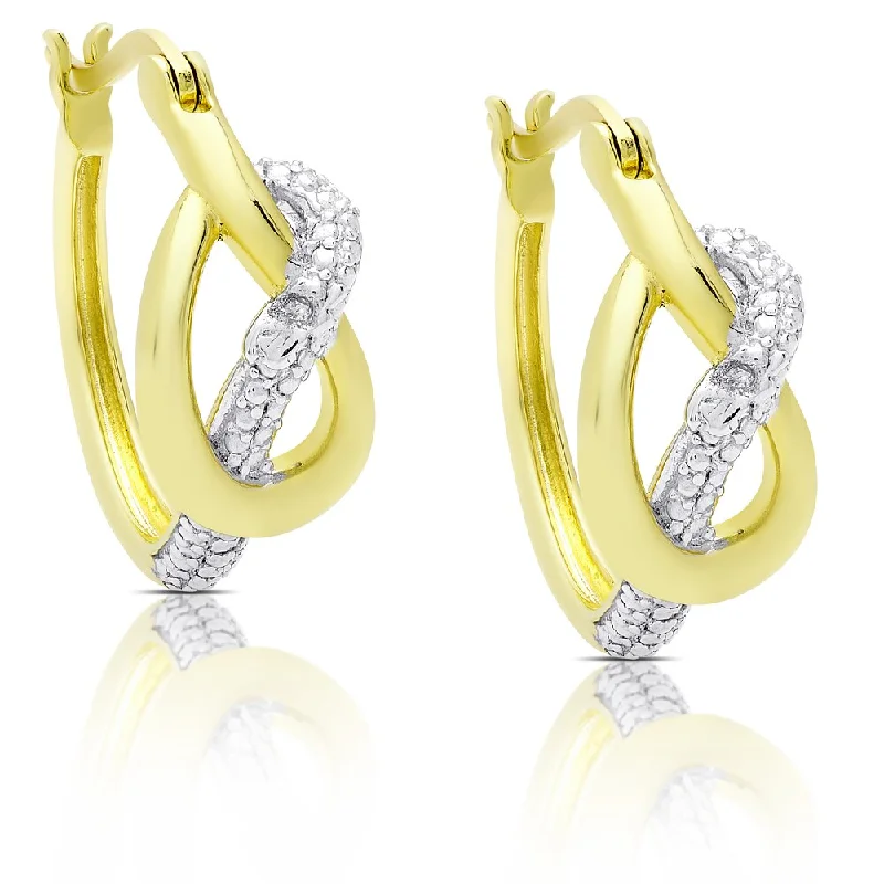 Drop Earrings with Chevron Designs -Finesque Gold Over Sterling Silver Diamond Accent Infinity Design Hoop Earrings