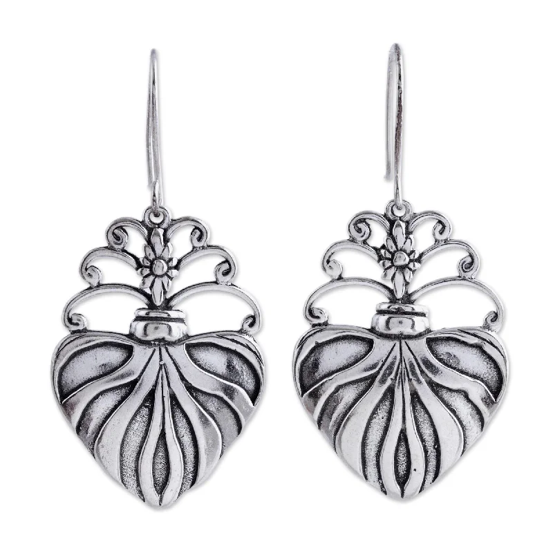 Leverback Drop Earrings for Comfort -Novica Handmade Sacred Heart Sterling Silver Dangle Earrings