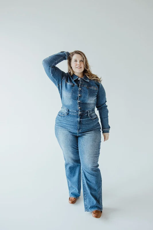 Plus size dresses for travel pack light always -Sandals with open-toe design -Plus size dresses for evening events -JUDY BLUE LONG SLEEVE HIGH WAIST DENIM JUMPSUIT