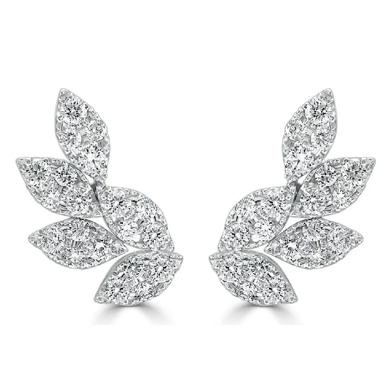 Drop Earrings for Anniversary -Joelle Collection Diamond Cluster Ear Climber Earrings 14K Gold 1ct TDW