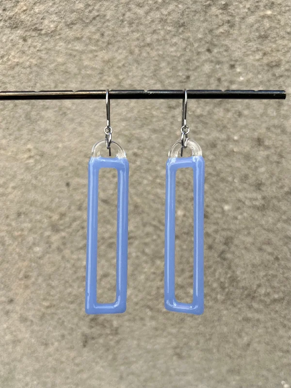 Drop Earrings with Etched Designs -Rectangle Glass Earrings