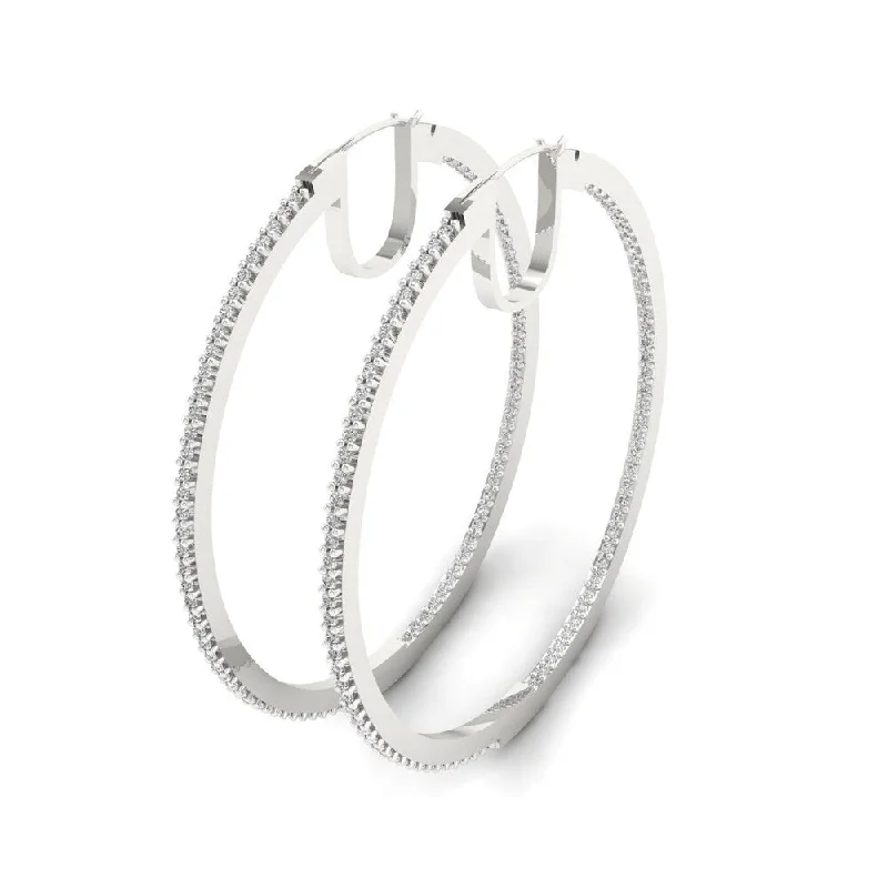 Leverback Drop Earrings for Comfort -1/2ct T.W Diamond Classic Hoop Earrings in Sterling Silver