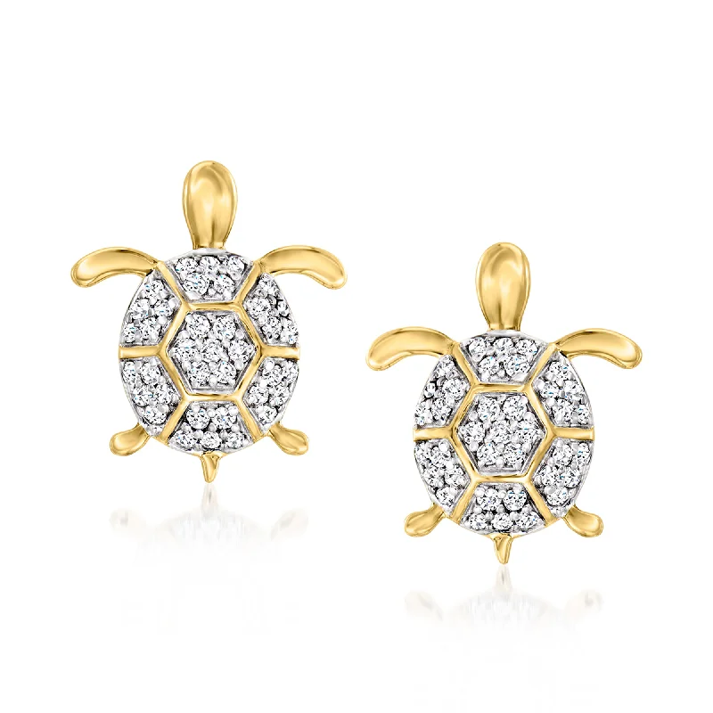 Minimalist Drop Earrings with Simplicity -Ross-Simons Diamond Turtle Earrings in 14kt Yellow Gold