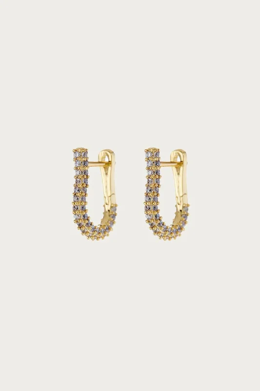 Drop Earrings with Keyhole Designs -Pave Riviera Huggies In Gold